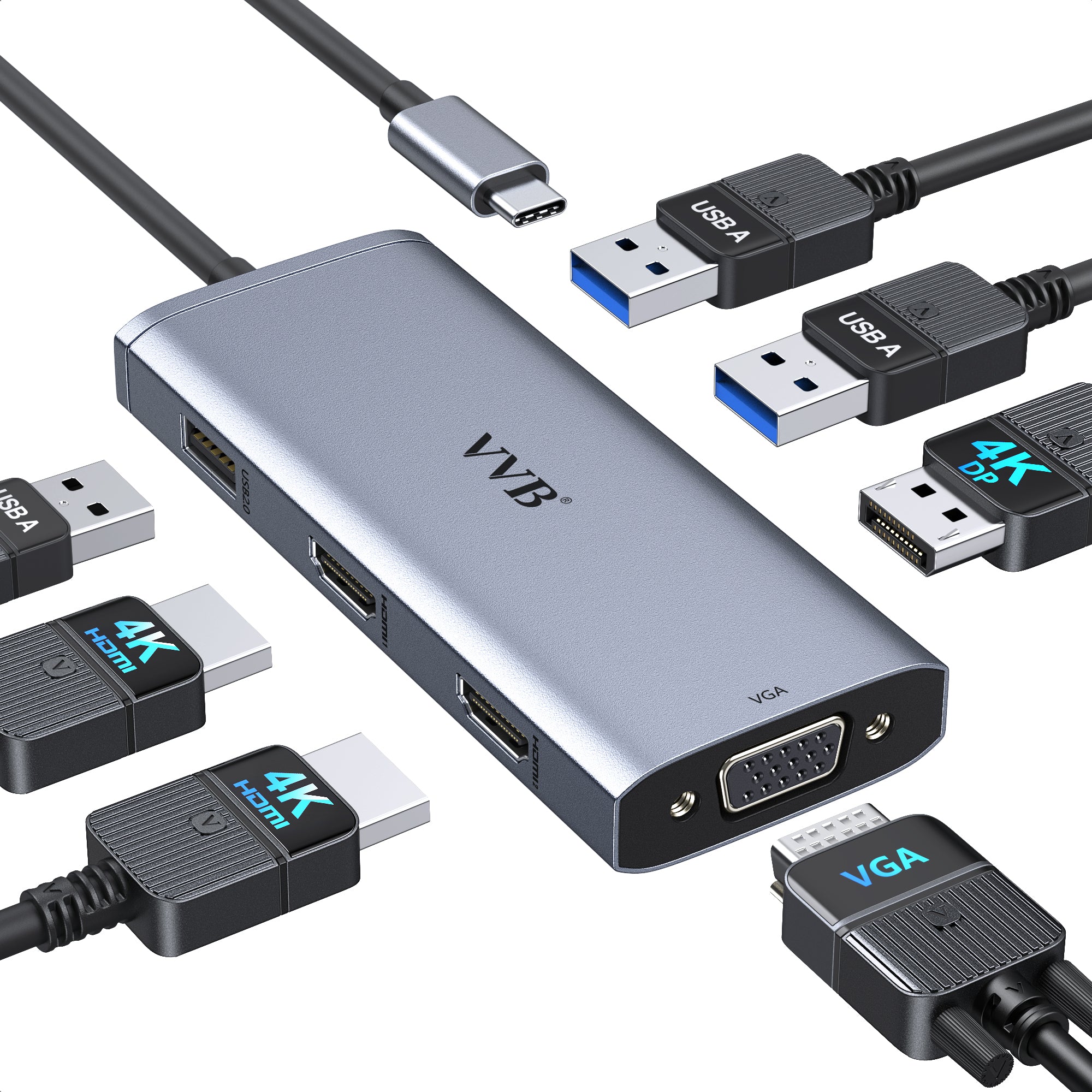 Adapter Computer Software USB C to Dual HDMI Adapter,USB C Docking Station Dual Monitor Adapter – VVB
