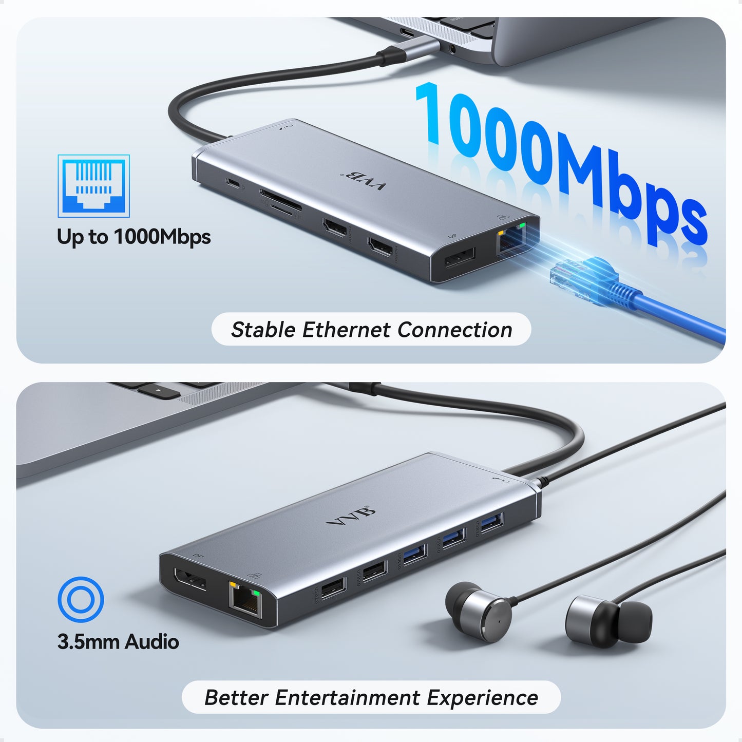 USB C Laptop Docking Station Dual Monitor HDMI for Dell/HP/Lenovo Laptop USB C Hub Multiport Adapter Dongle Dock,USB C to 2 HDMI+DisplayPort DP+Ethernet+100W USB C Power Charging Port+5USB+SD/TF+Audio