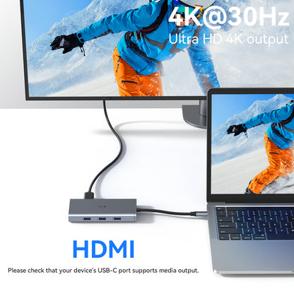 Hub USB C, Adaptateur Multiport 9-en-1, Stations d'accueil, USB-C vers HDMI 4K et VGA, Ethernet RJ45, Audio/Mic, PD 100W, Ports USB 3.0, Docking Station pour MacBook Pro/Air Dell HP Lenovo etc.